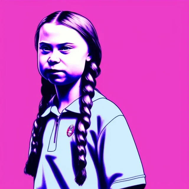 portrait of Greta Thunberg on top of the world