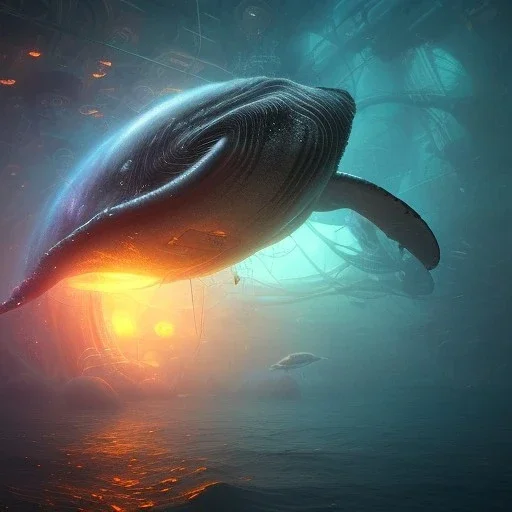 biomorphic whale morphed with electronic wiring and mixed with lighting, mermaid, Nanopunk and Biopunk with cyberpunk look,golden hour,MTG, wonderful ambient colors, hyper realistic, unreal engine 5, 8k, uhd, art by Jarosław Jaśnikowski mixed with Sheila Martin mixed with Fletch mixed with Frank Sun mixed with Anna Dittmann mixed with Alena Aenami.