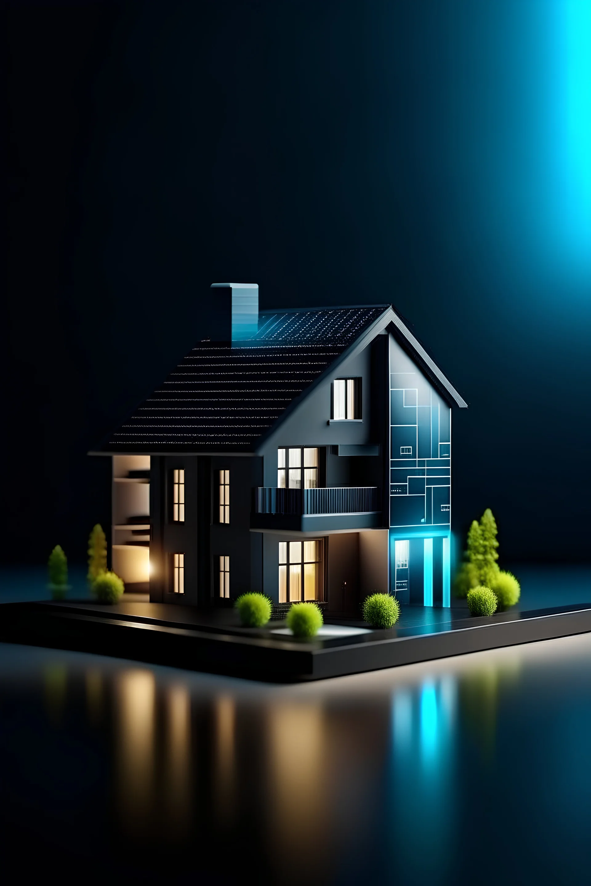 smart home buildings dark background