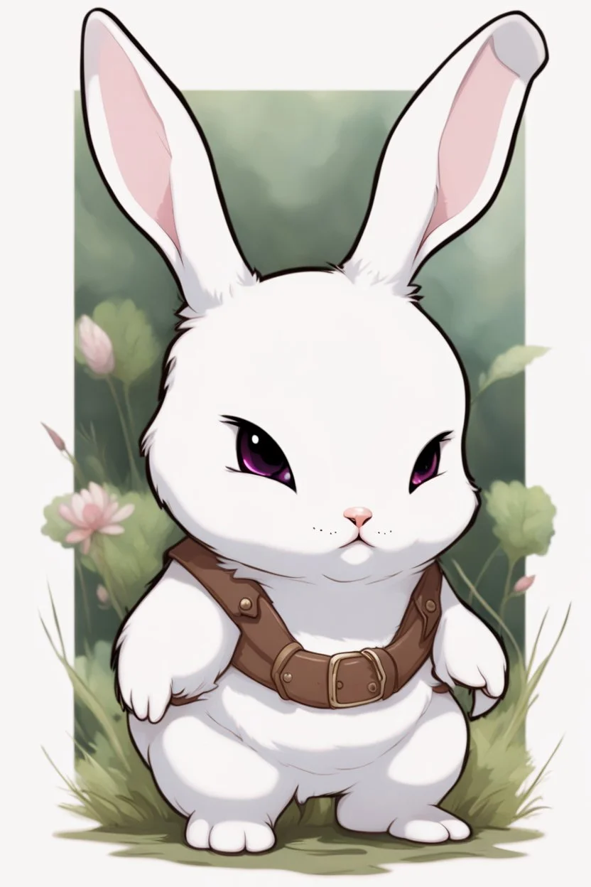 Cute chubby bunny floppy ears adventurer dnd art realism