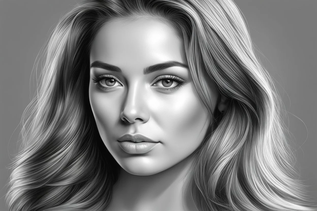 woman, vector pencil drawing, 3d, 64k, high resolution, high detail, computer graphics, hyperrealism, f/16, 1/300s. digital painting,