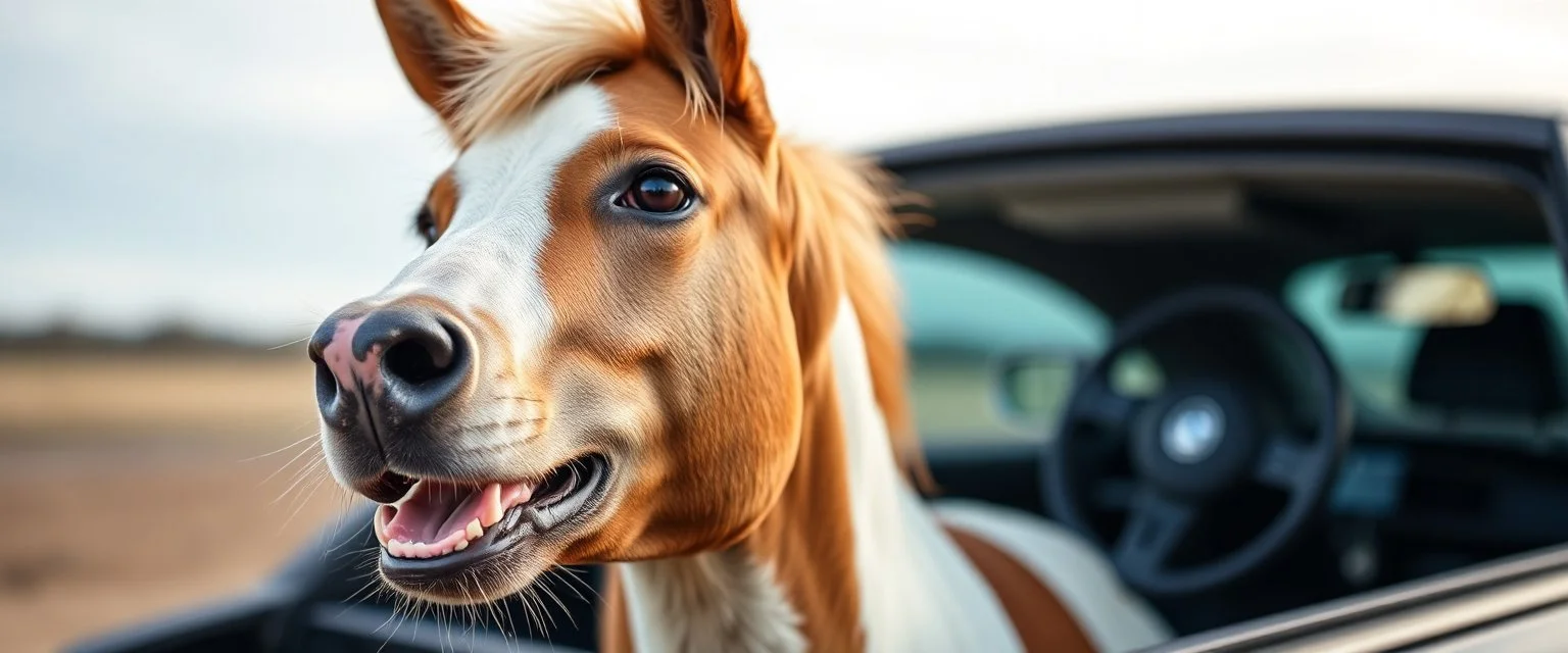 a car dog horse that has had botox