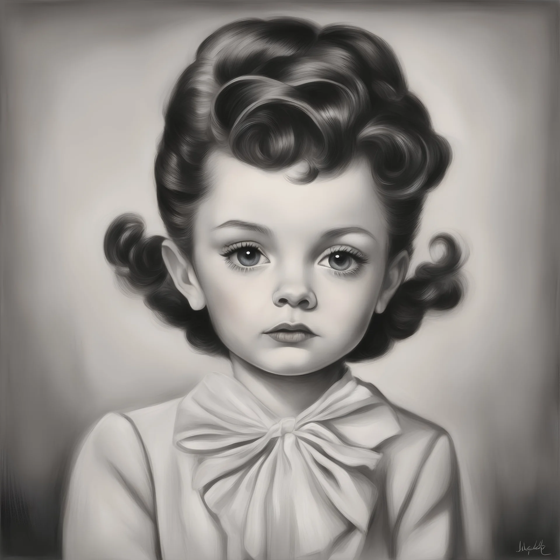 Judy garland, little girl,in the style of Margaret Keane