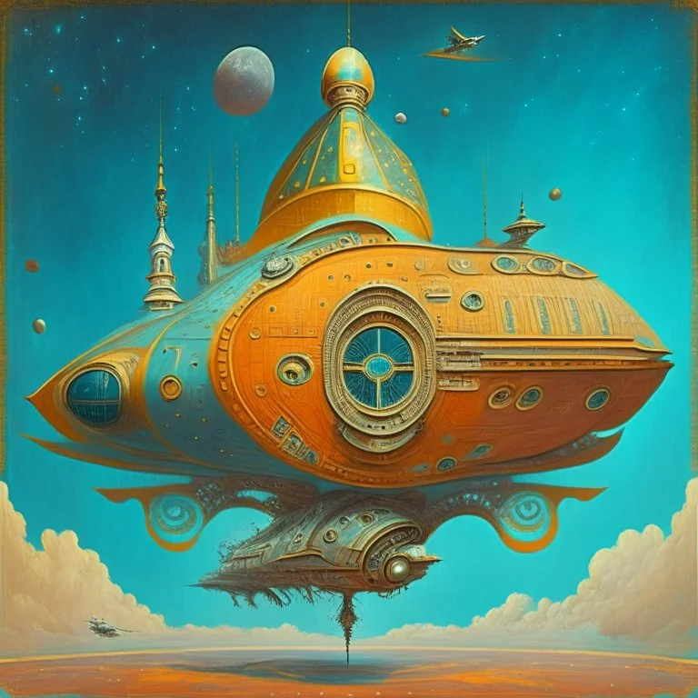 spaceship in the style of orthodox paintings