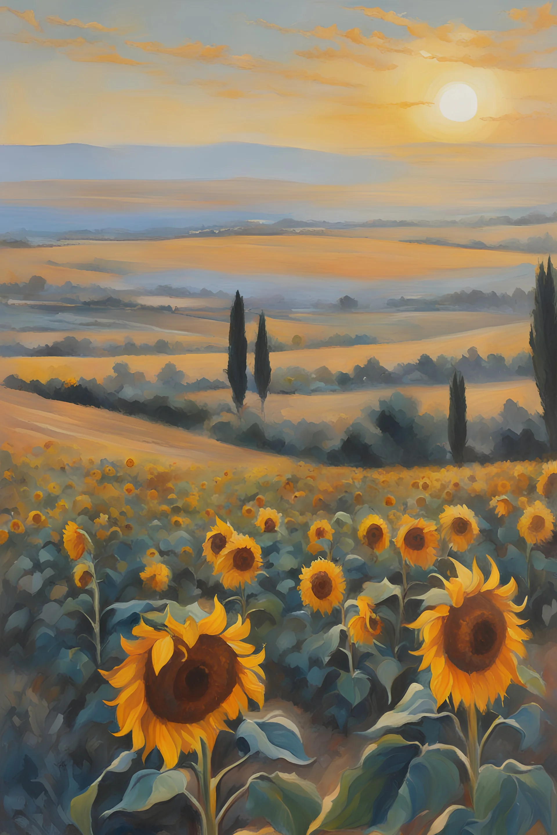 Painting of sunflowers in Israel