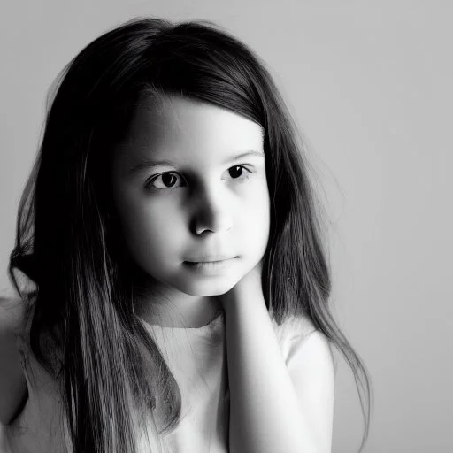 B/W A silhouette of girl between the age of 21-24 afraid white background