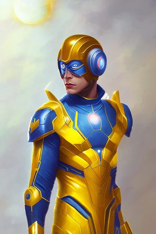 Cosmic super hero, future wepon , yellow costume,4k image, full body man