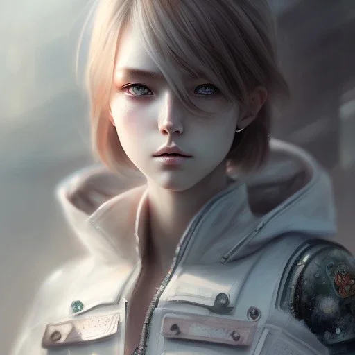 realistic female anime character, water color painting, in style of "Left alive", trending on artstation, sharp focus, studio photo, nice eyes