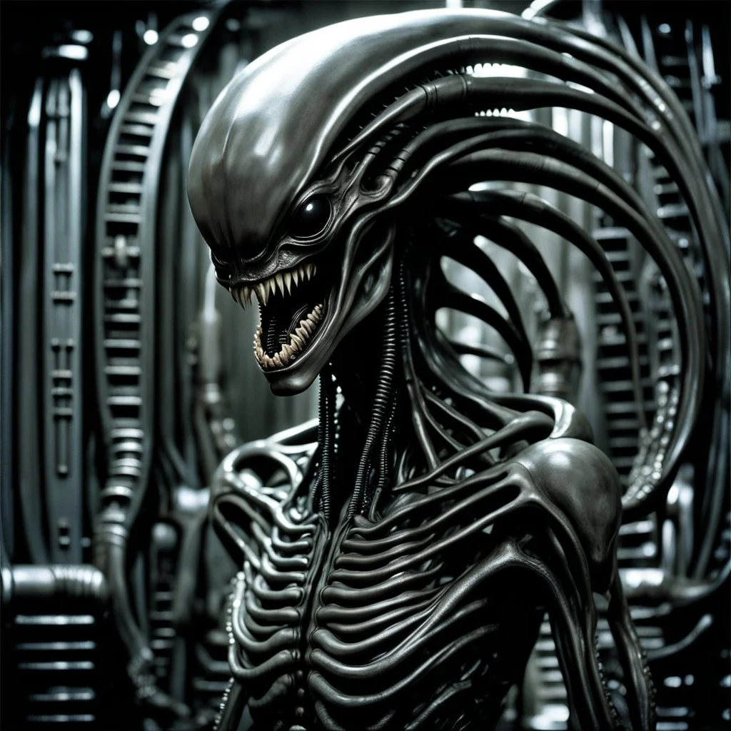 One of HR Giger's most famous creations is the xenomorph alien from the film Alien. Giger was hired by director Ridley Scott to design the alien creature for the 1979 sci-fi horror film, which went on to become a cult classic. Giger's design for the alien was inspired by his biomechanical style, featuring a sleek and horrifying creature with a biomechanical exoskeleton, elongated head with a phallic shape, and a mouth within a mouth. The alien created by Giger is known for its unique and menaci