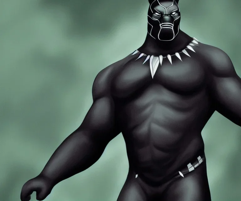 Fat marvel black panther, photorealistic