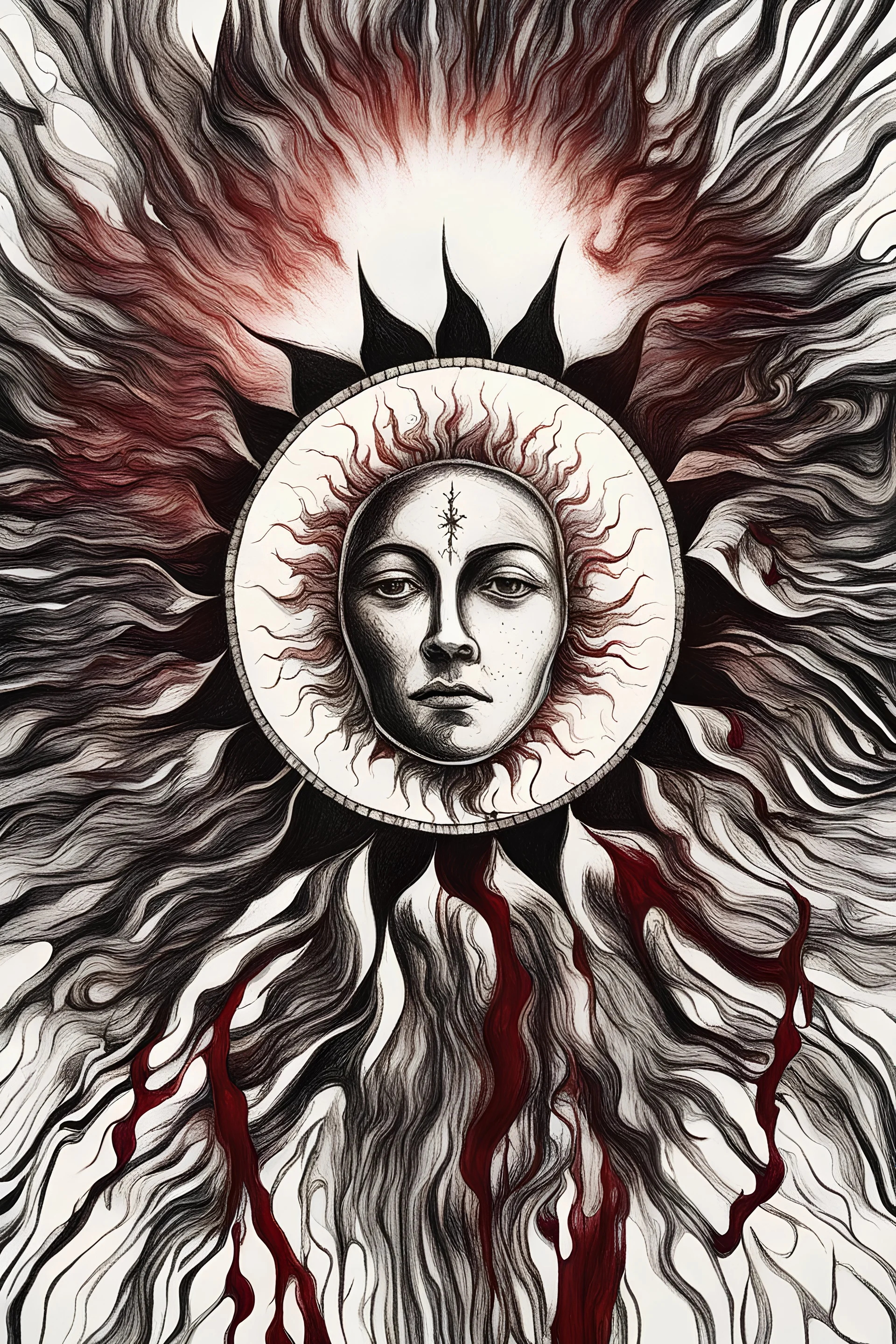 Abstract drawing of sun and blood