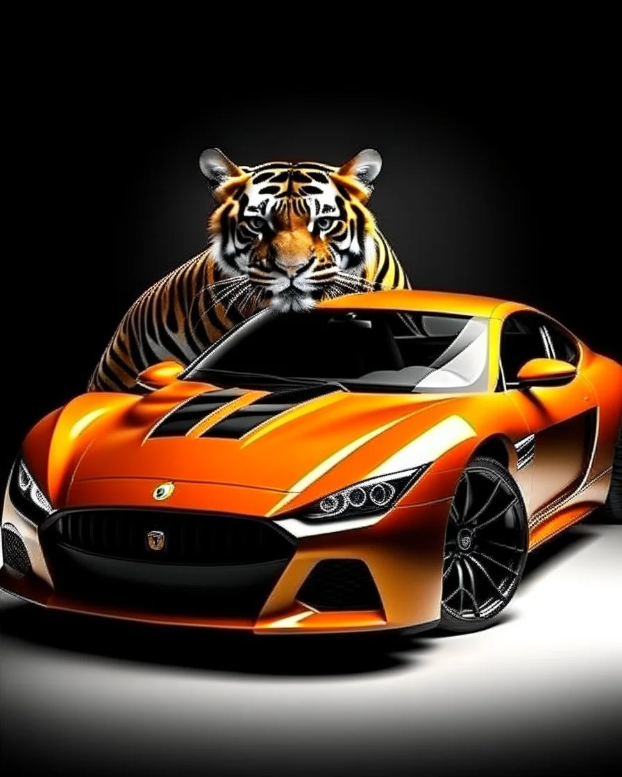 Combination of tiger and sports car