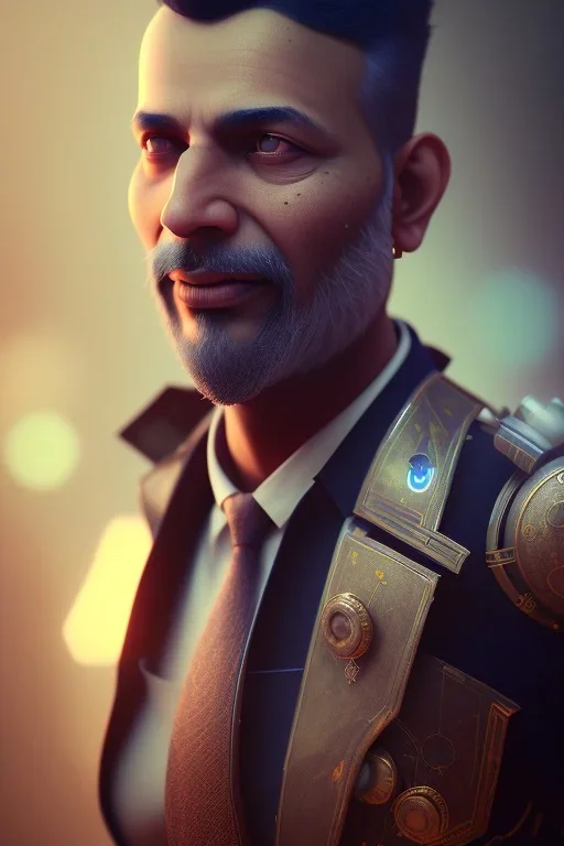 portrait of Atul Bhardwaj, steampunk, unreal 5, octane render, cinema4d, dynamic lighting, soft lighting, 4k, redshift render, highly detailed, hyper realistic