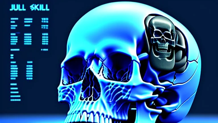 the blue print of a human android skull high detail meticulous auto cad precise hundreds 64k, dystopian, vray,