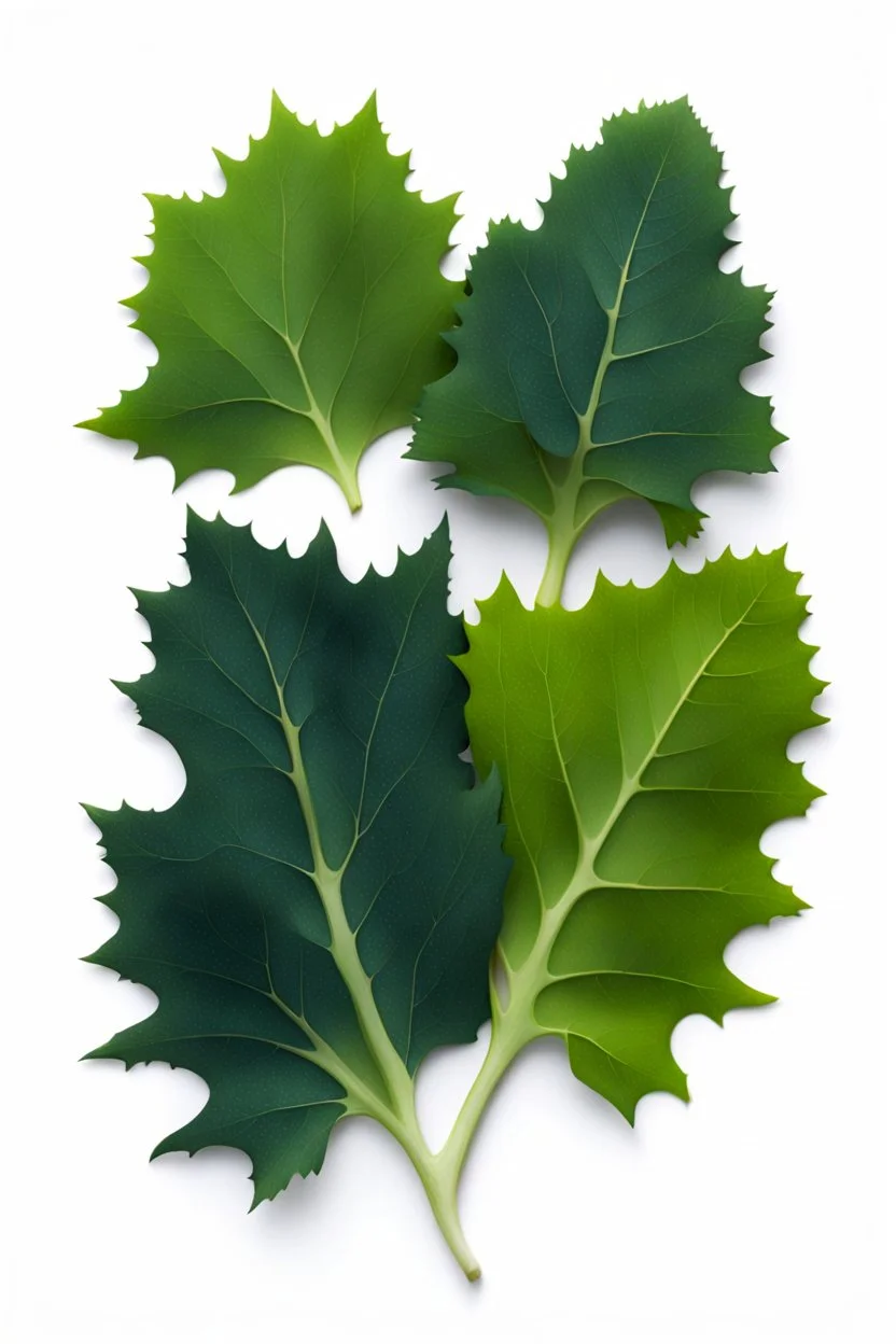 leaves of cedar gum and brassica napus on white background