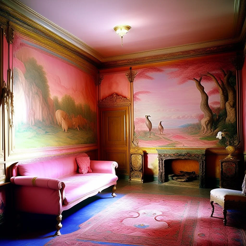 A pink kingdom in photo light designed in Kuna Molas painted by Edgar Degas