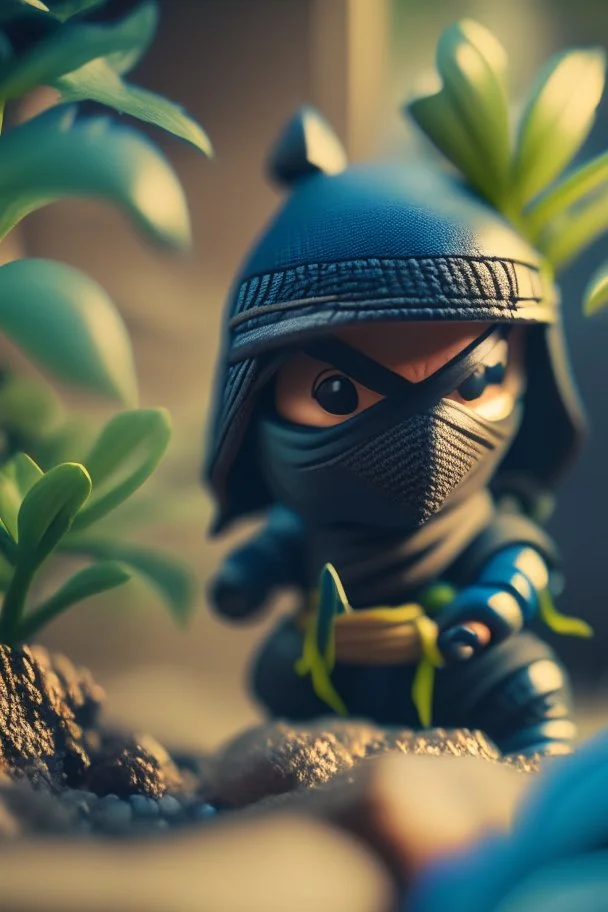 ninja kinder garden, hi detail, 4k, clear focus, depth of field, color correction, studio quality, backlight