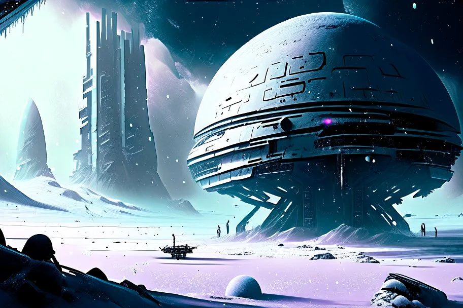 Modern Colony, Alien Planet, Winter, Cold, Blizzard, Distant Planet, Spaceship,