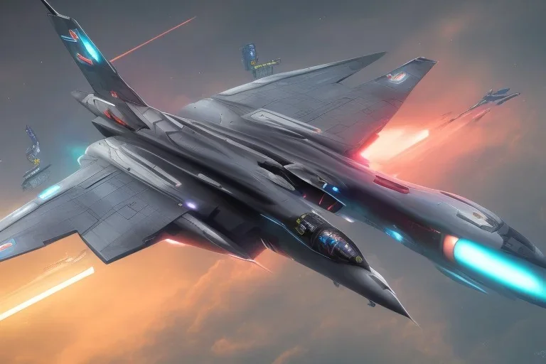 Fighter Jet, Cyberpunk, Neon, Neon Light