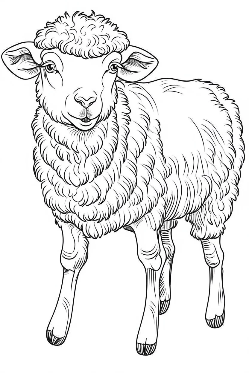 Premium Vector | Sheep coloring page for kids