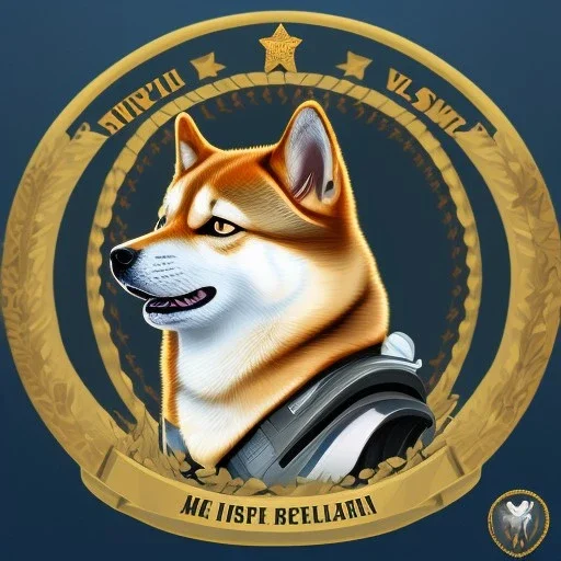 shiba inu with high ranking US military badges