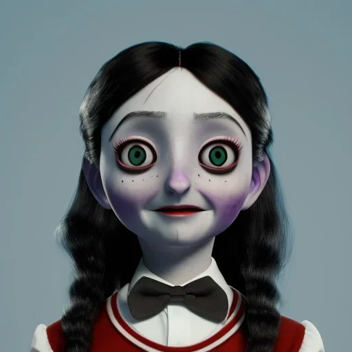 Addams Family film still of jenna ortega schoolgirl, directed by tim burton highly detailed, volumetric lighting, unreal engine, 8k