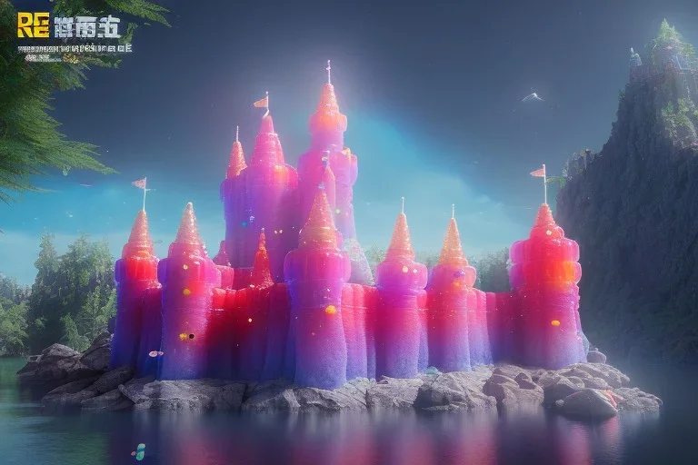 Colorful Gummyworm castle in summer