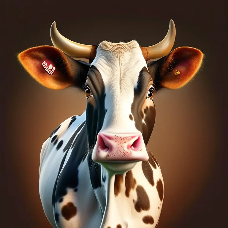 Cow with (rat ears and tail : 1.5) caricature art