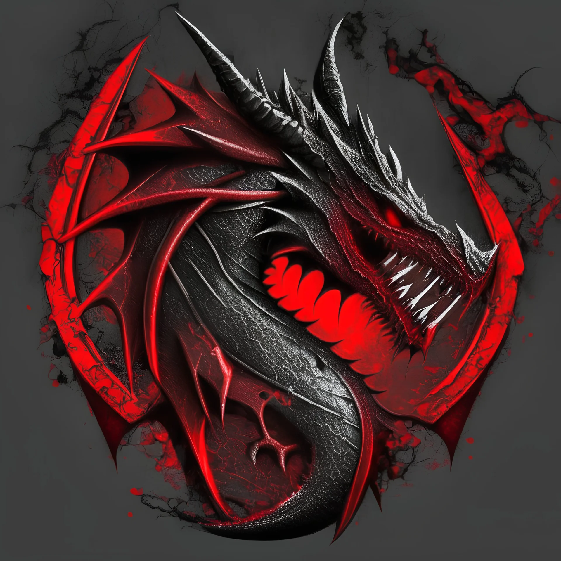 Logo de un dragón de color rojo y negro