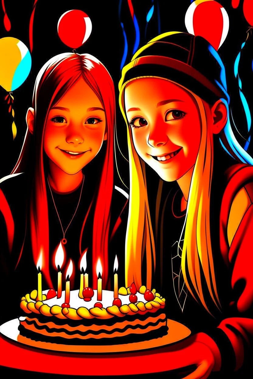 doğum günü kutlayan 2 kız saçlar biraz daha detaylı