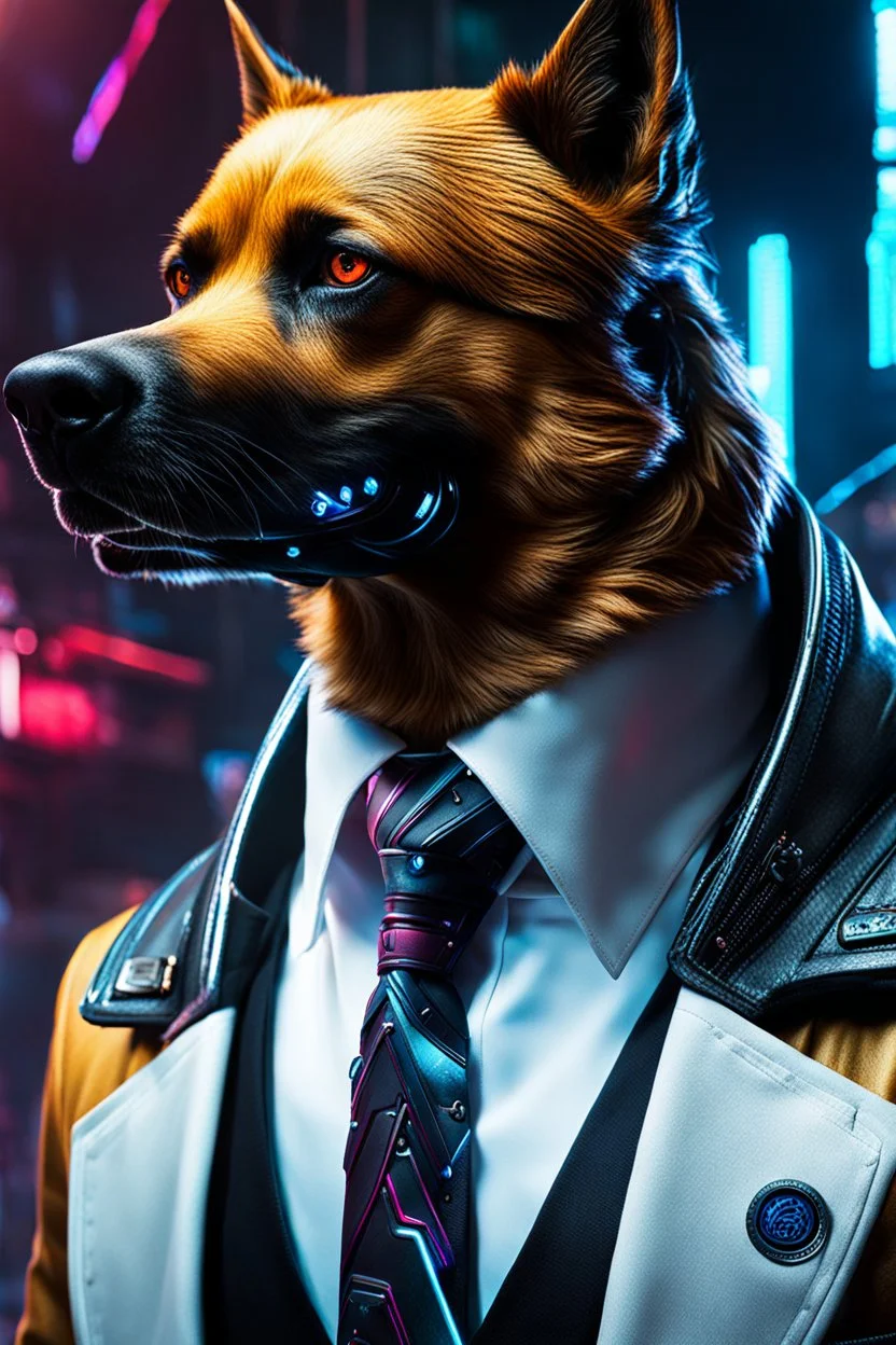 Dogman cyberpunk, and ultra warm tie, incredible work of art