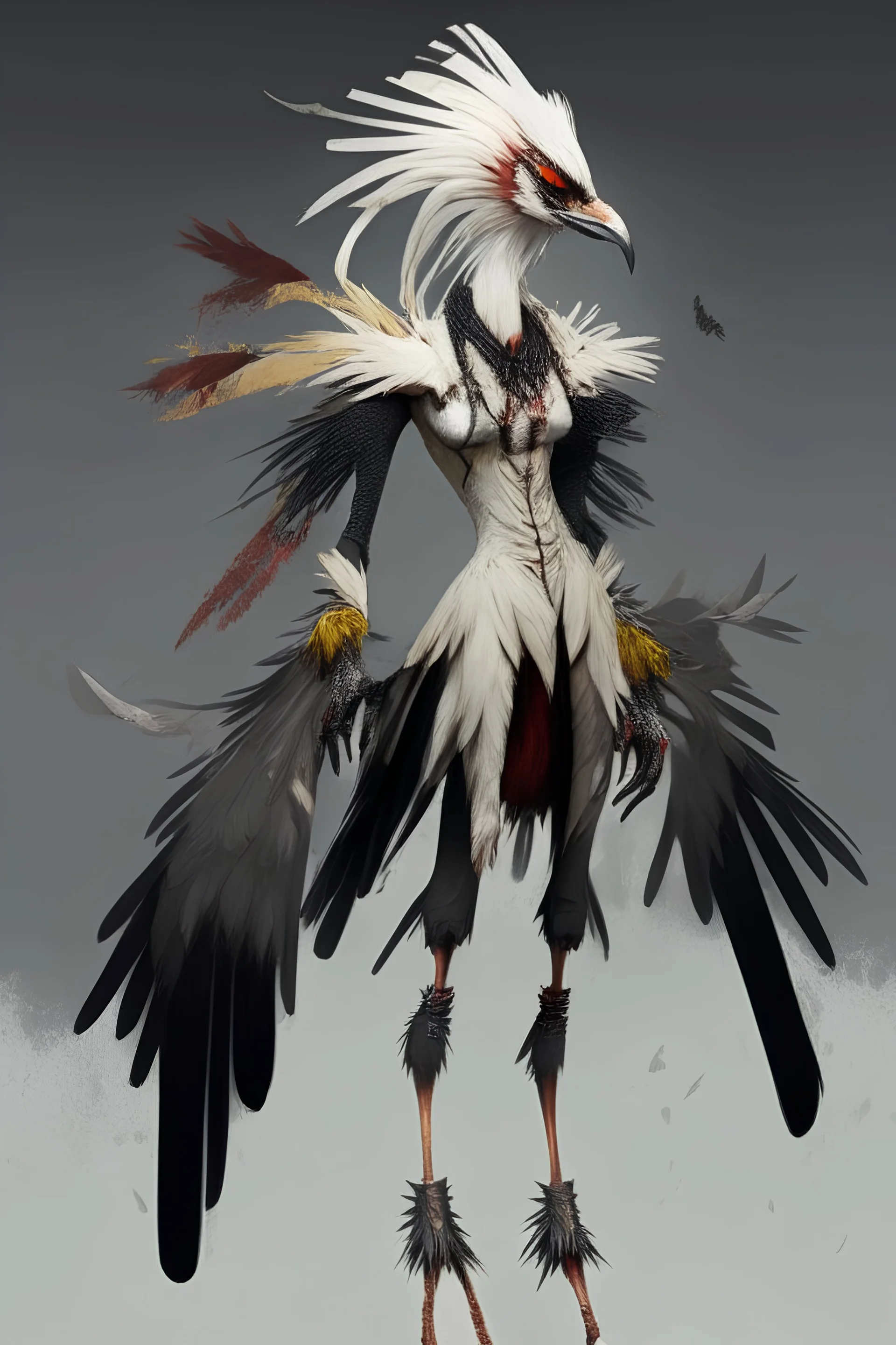 secretary bird female villain fullbody