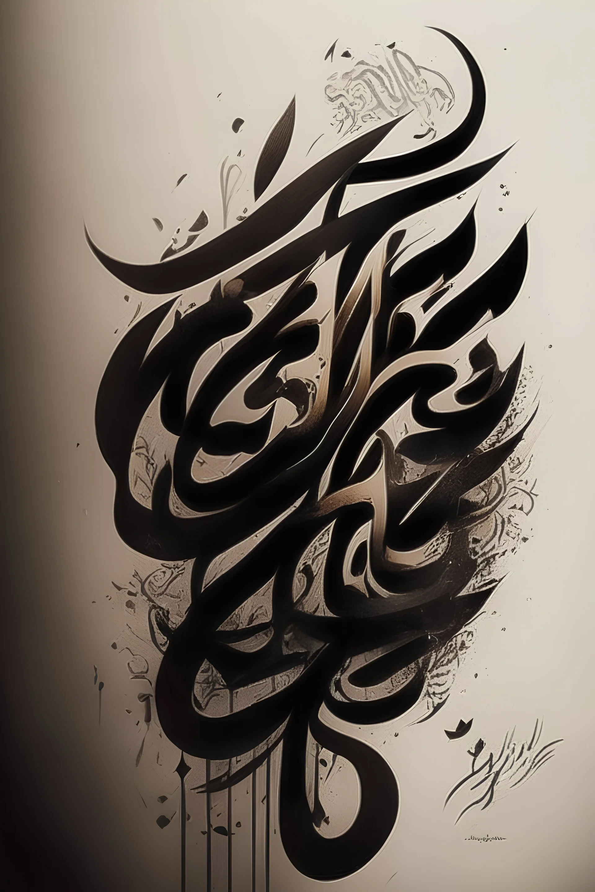 ethnic authentic calligraphy typography with shadow tattoo design