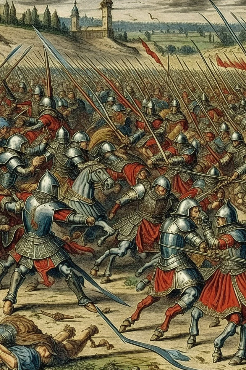 scena di combattimento mediavale