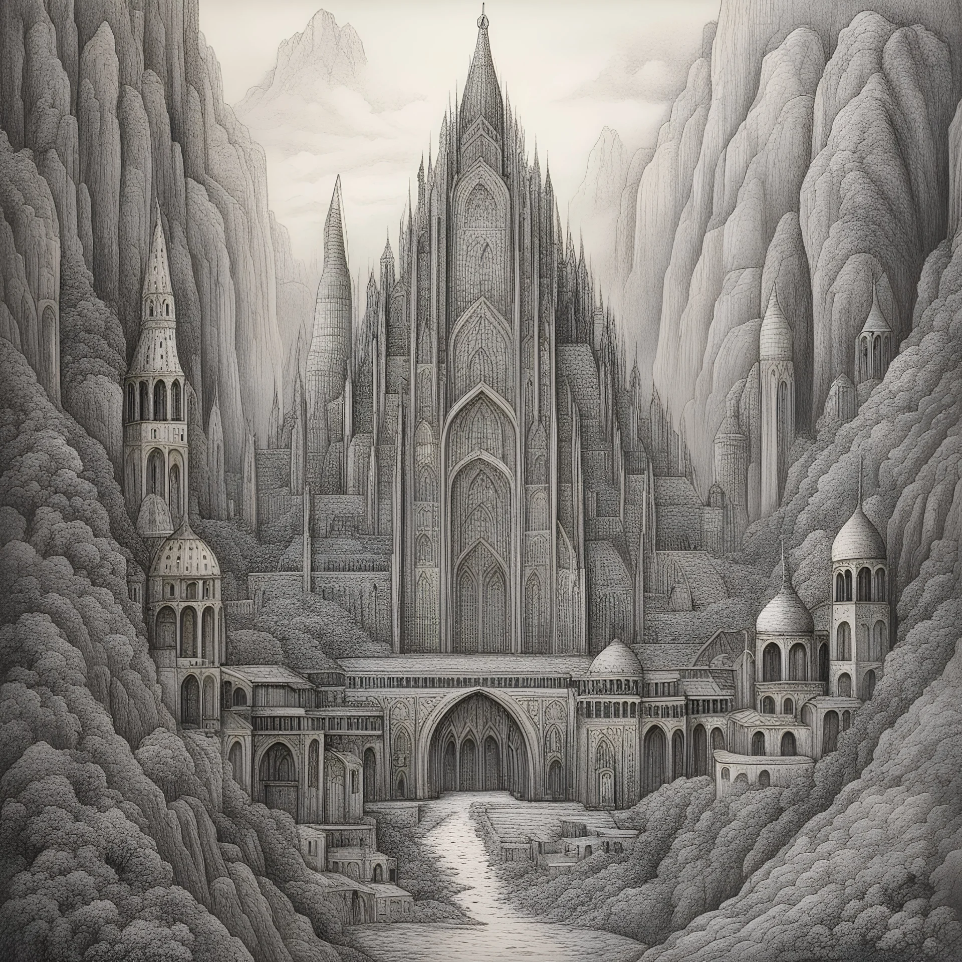 drawing by artist Otto Rapp: souvenirs of Minas Tirith