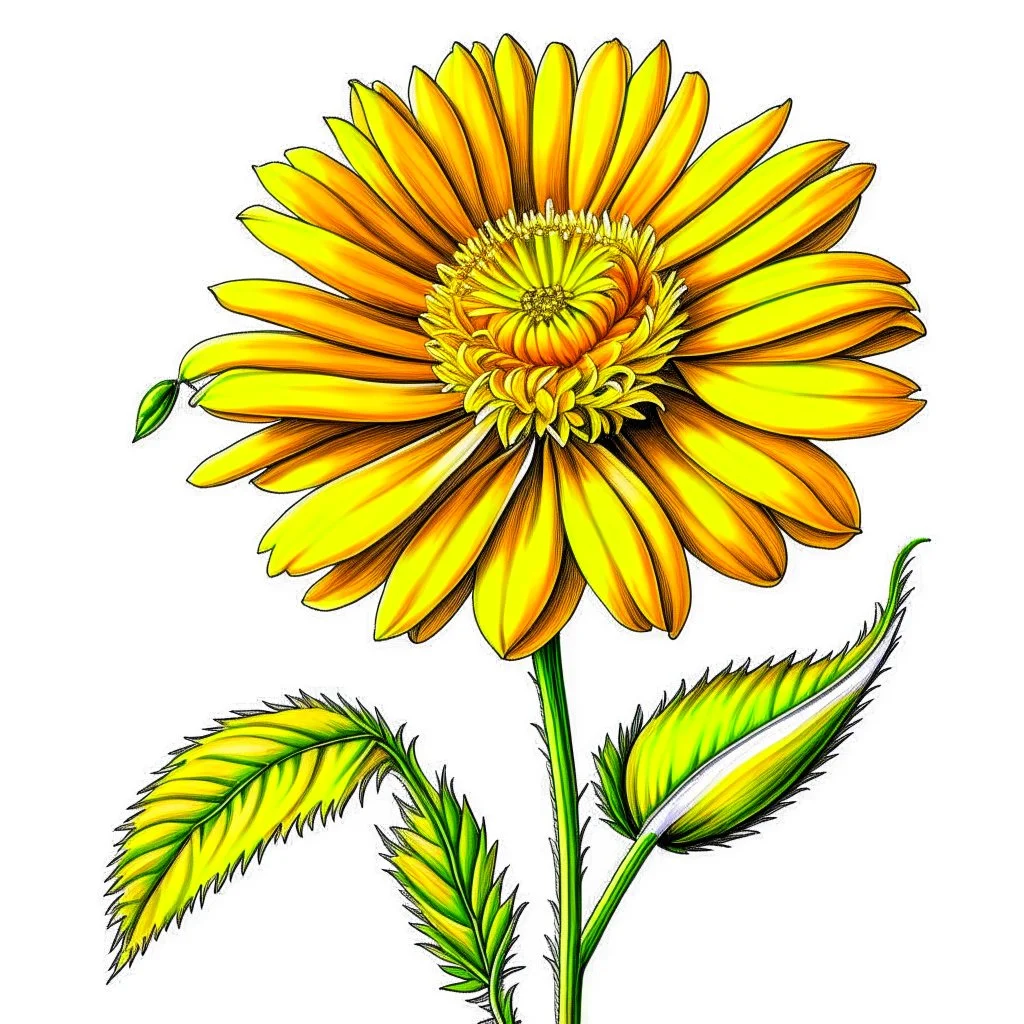 calendula flower on white background, illustration