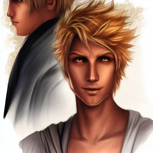 Male, Human, Blond, Sorcerer, Fire Mage, Golden Eyes, Young, Photorealism