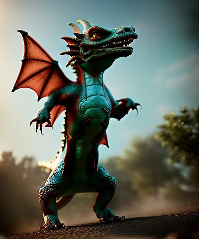 Cute Dragon toddler, full body, angry, dramatic lighting, hyper realistic