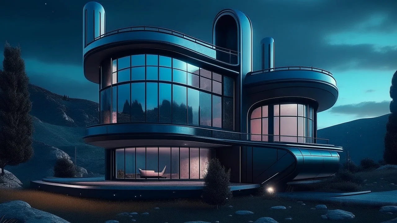 mysterious retrofuturistic house