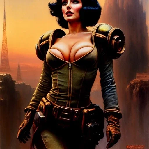 Drawing of beautiful face,'beautiful,Busty Cait(Fallout4)',intense stare, ancient skintight armor, balanciaga fashion clothe painting by gaston bussiere, greg rutkowski, yoji shinkawa, yoshitaka amano, tsutomu nihei, donato giancola, tim hildebrandt, Oil on canvas, cinematic composition, extreme detail,fit full head inside picture,16k