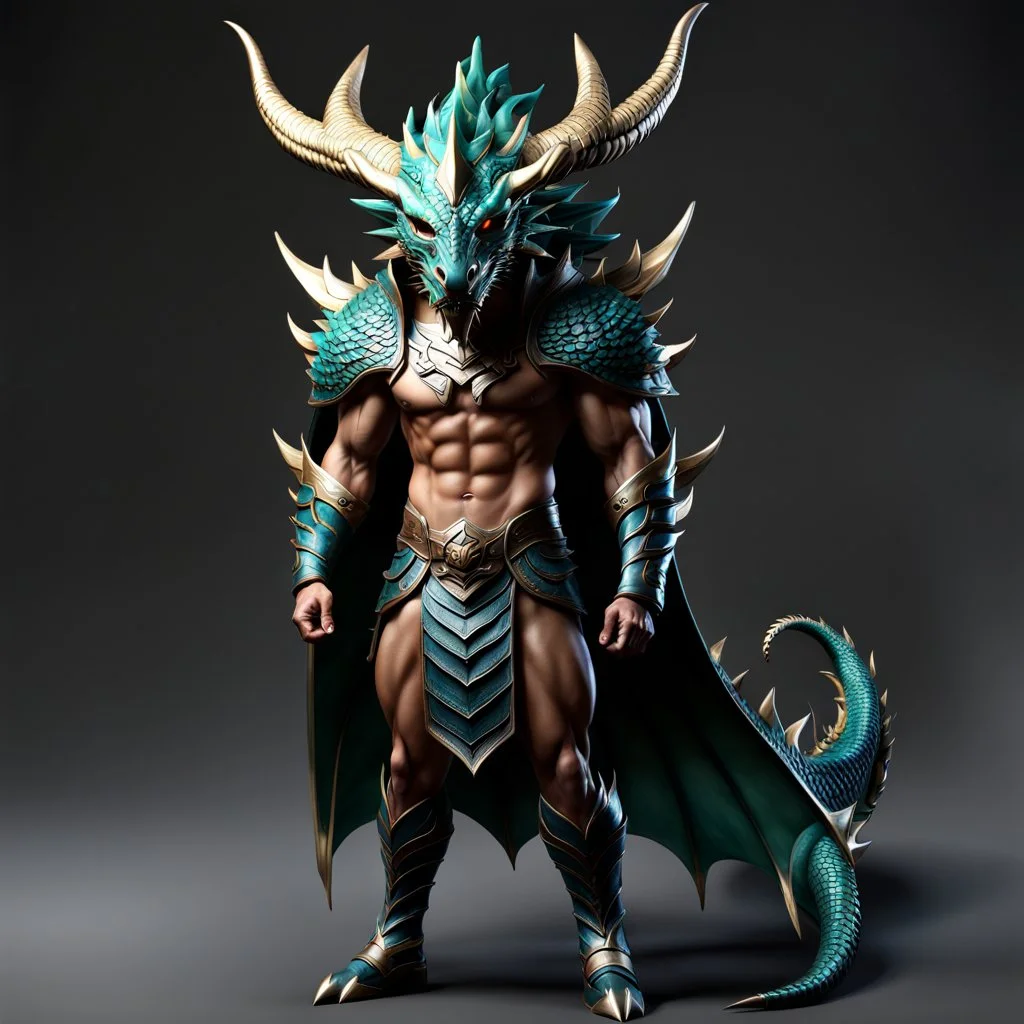 Full body Dragon man with dragon mask over his eyes and forehead, Realistic cool art, 12k, 3d, realistic, full head, full body