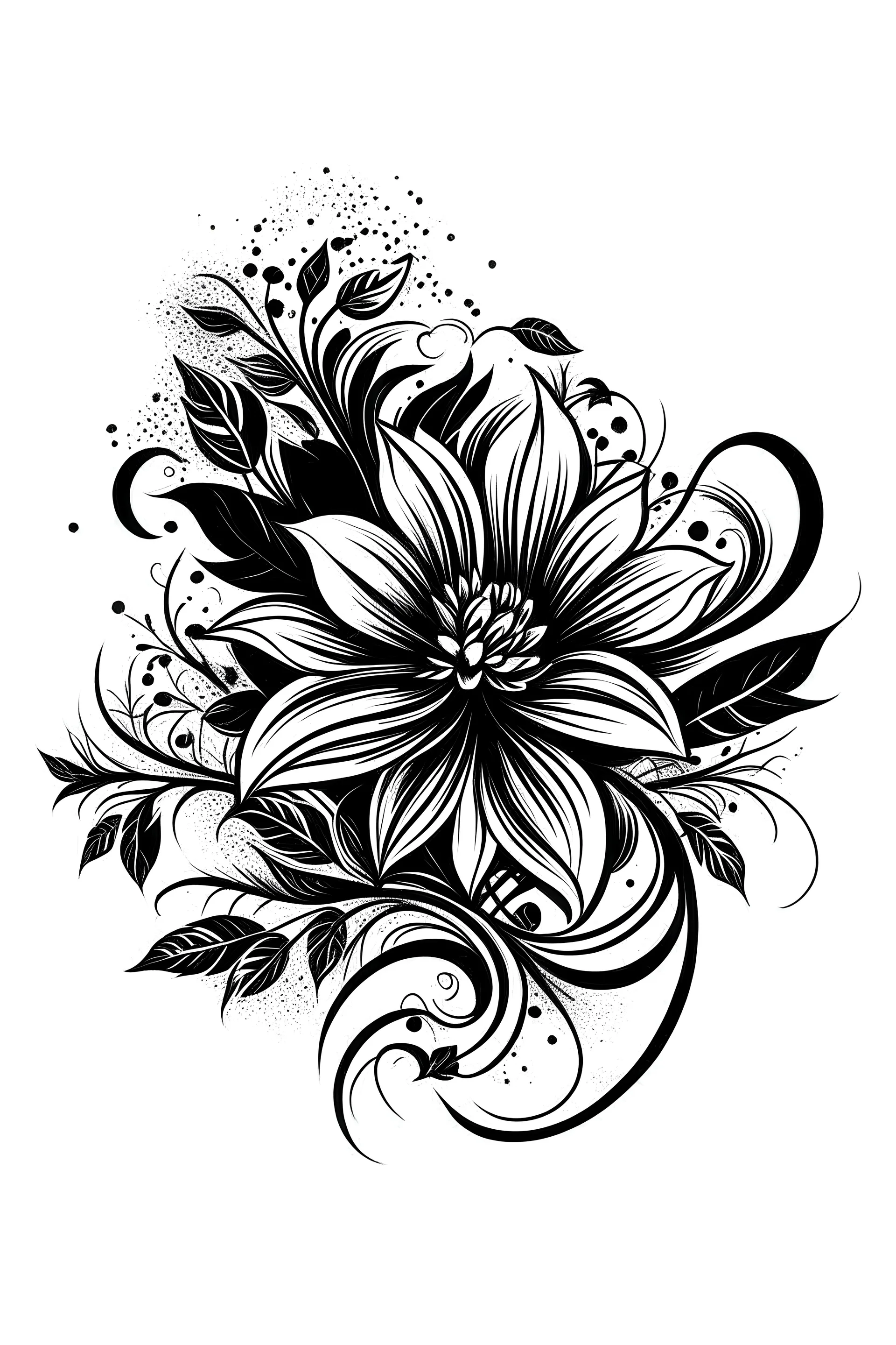 black flower VECTOR illustration with white background