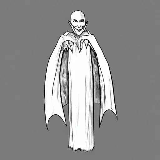 White bat vampire with long limbs as Russian Orthodox nosferatu