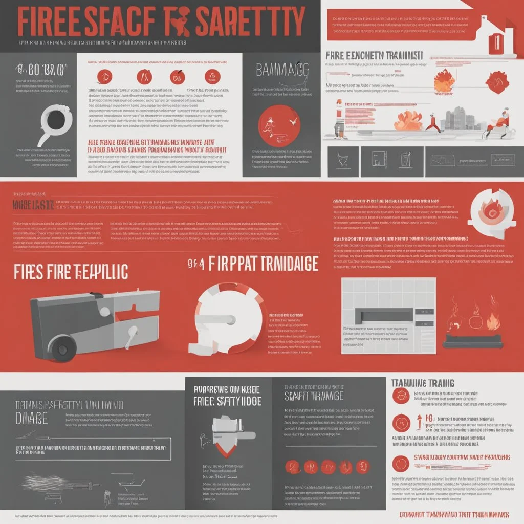 **Content Visual Art:** A visually striking infographic series that uses data visualization techniques to illustrate the impact of proper fire safety training on reducing casualties and property damage. The infographics incorporate tactile elements and braille for vision-impaired individuals. **Appearance:** Content art ideas combine fire safety training, types of fires, equipment usage, and public awareness, with a focus on inclusivity and disaster mitigation. These content art ideas aim to eng