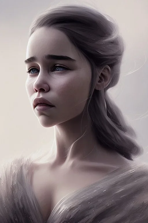 emilia clarke, head and shoulders portrait, head and, 8k resolution concept art portrait by Greg Rutkowski,