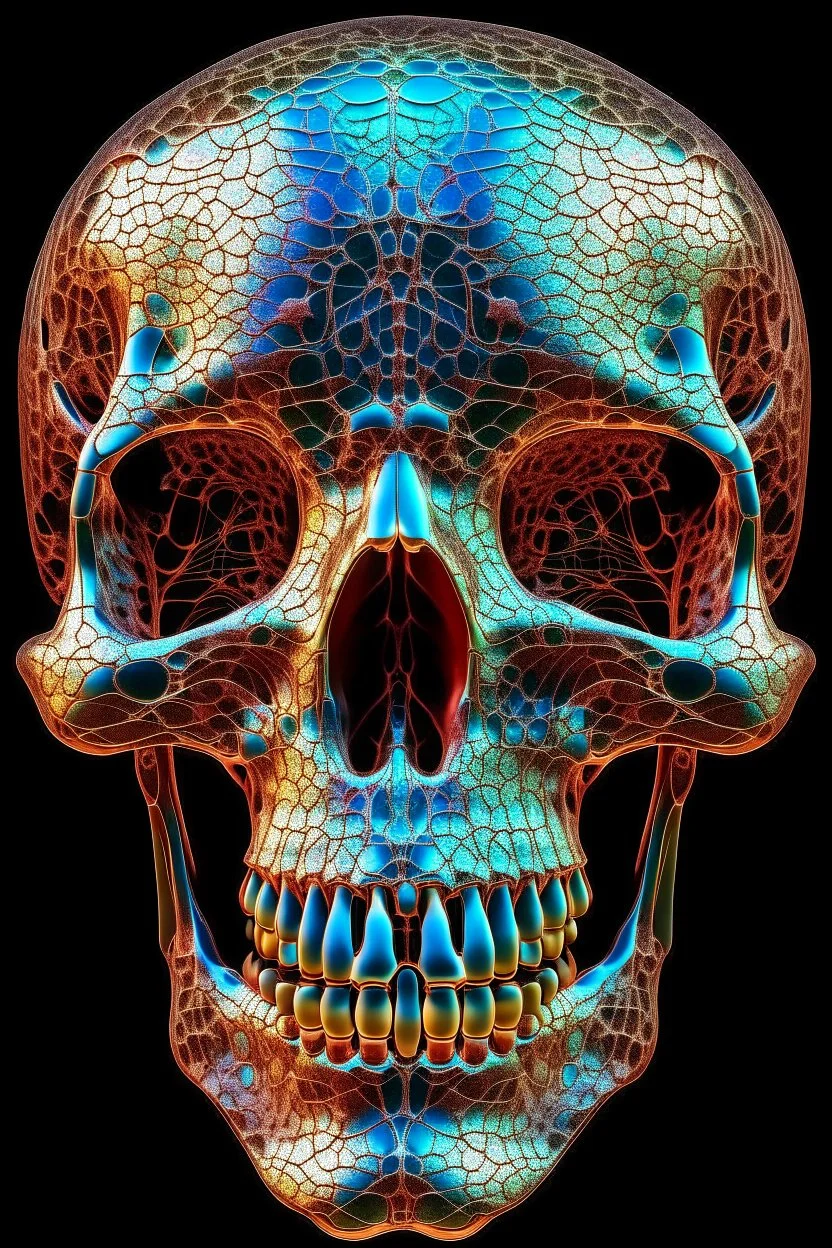 Stereoscope heavy pattern image of an holographic bug skull