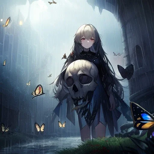 Skull's Queen, raining, Butterflies everywhere,