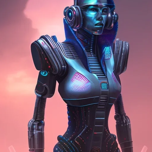 Akhenaten cyberpunk, full body, robocop, Egypt background