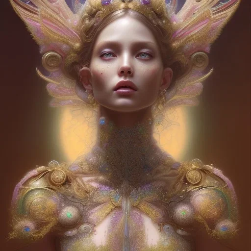 beautiful goddess, wearing gown of gemstones | fantasy, hyper-detailed, accurate anatomy, symmetrical facial features, sharp focus, volumetric lighting, 16k | karol bak, yoshitaka amano, tom bagshaw, aurora, zbrush cel-shaded, cgsociety | ethereal beautiful astral vaporwave storybook illustration, dark fantasy