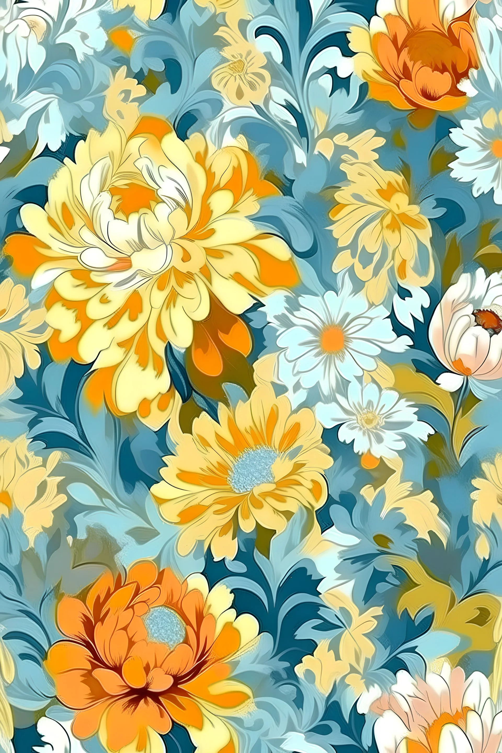 flowers floral pattern in the style of Claude Monet 3d